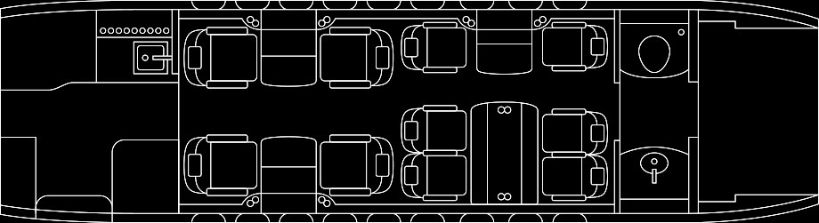 2023 Dassault Falcon 2000LXS original published cabin floorplan